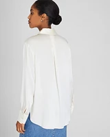 Silk Charmeuse Button-Down Shirt