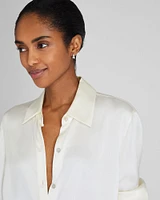 Silk Charmeuse Button-Down Shirt