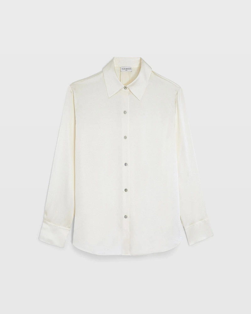 Silk Charmeuse Button-Down Shirt