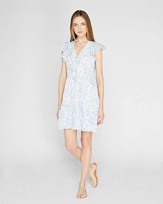 Flutter Sleeve Floral Print Dress