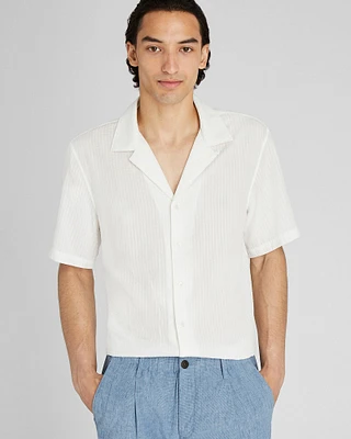 Short Sleeve Camp Collar Seersucker Shirt