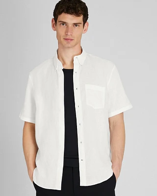 Short Sleeve Slim Linen Shirt