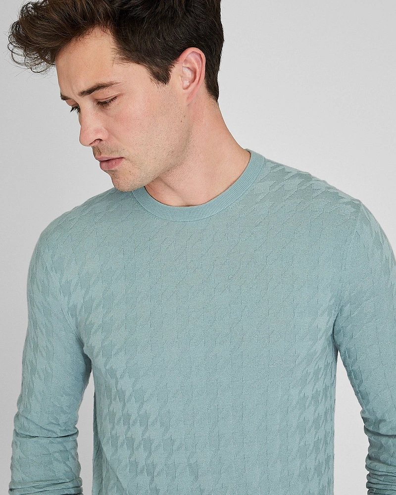 Wool Blend Houndstooth Crewneck
