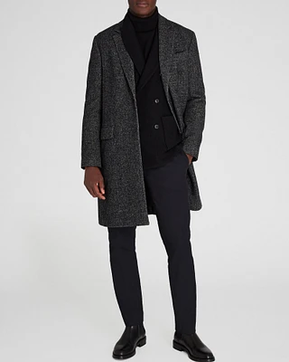 Textured Wool Blend Herringbone Coat