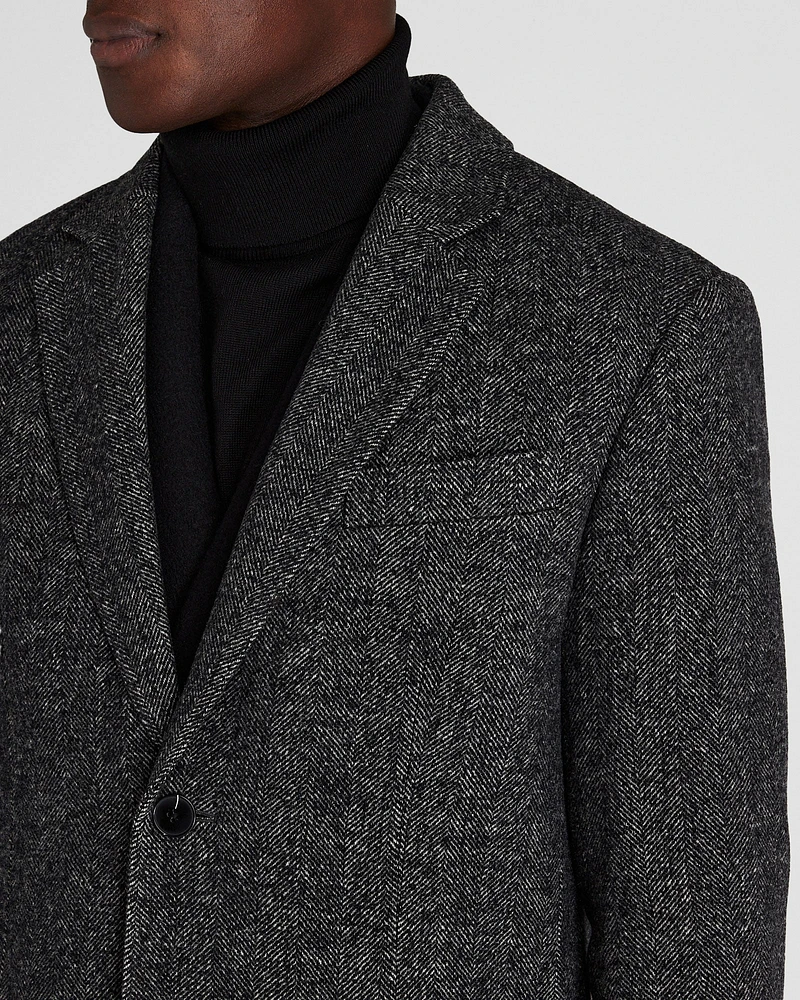 Textured Wool Blend Herringbone Coat
