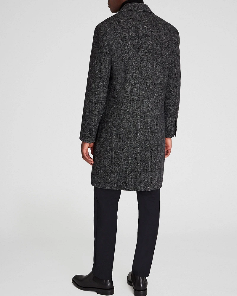 Textured Wool Blend Herringbone Coat