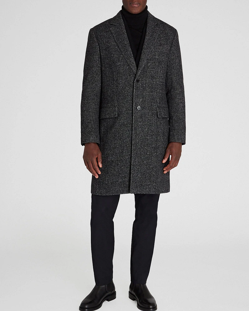 Textured Wool Blend Herringbone Coat