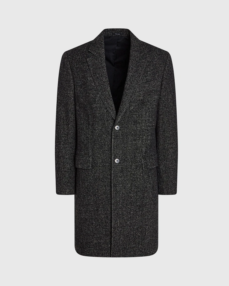 Textured Wool Blend Herringbone Coat