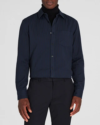 Long-Sleeve Textured Stripe Shirt