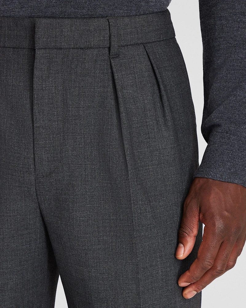Pleated Wool Blend Trouser