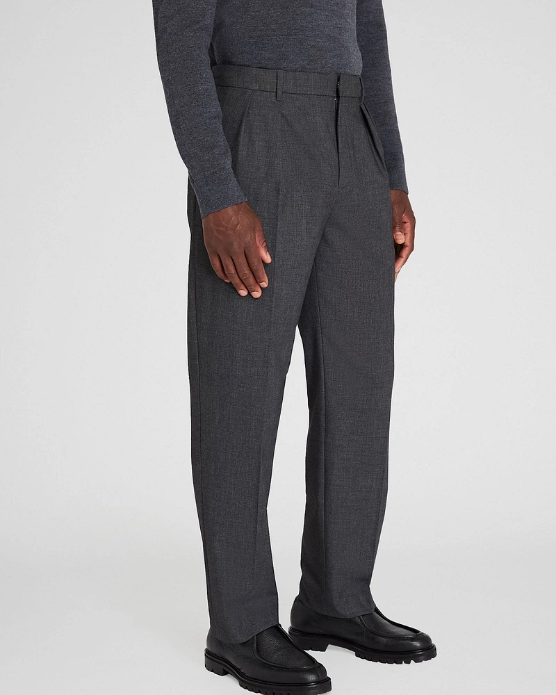 Pleated Wool Blend Trouser