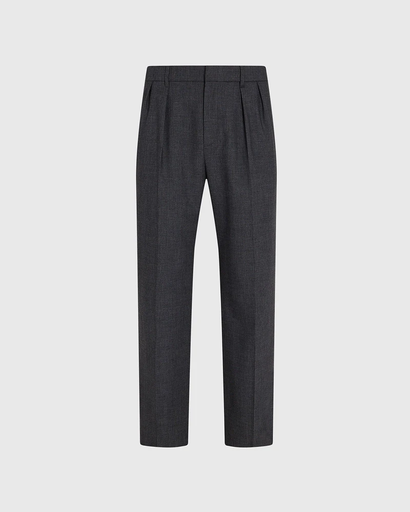 Pleated Wool Blend Trouser