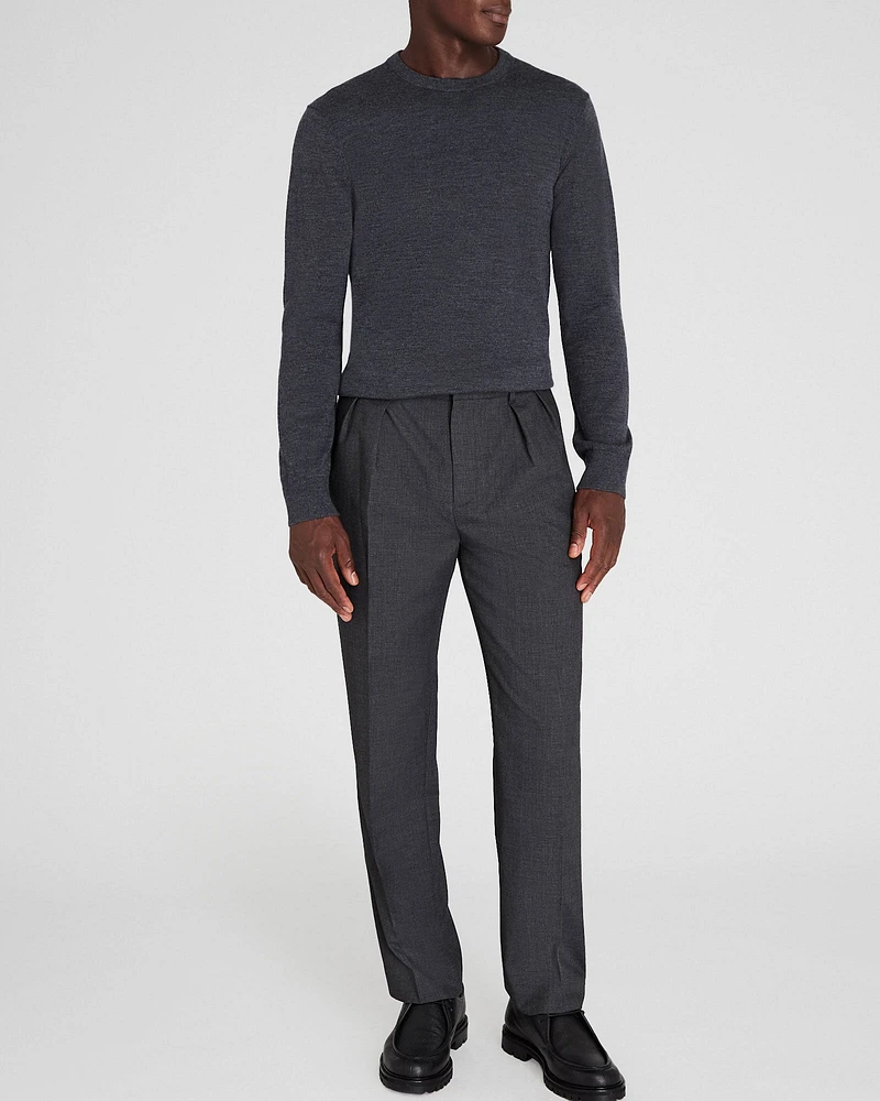 Pleated Wool Blend Trouser