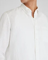 Slim Long-Sleeve Button-Down Linen Shirt