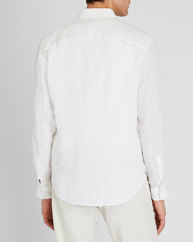 Slim Long-Sleeve Button-Down Linen Shirt