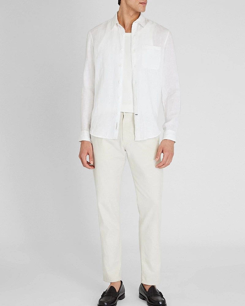 Slim Long-Sleeve Button-Down Linen Shirt