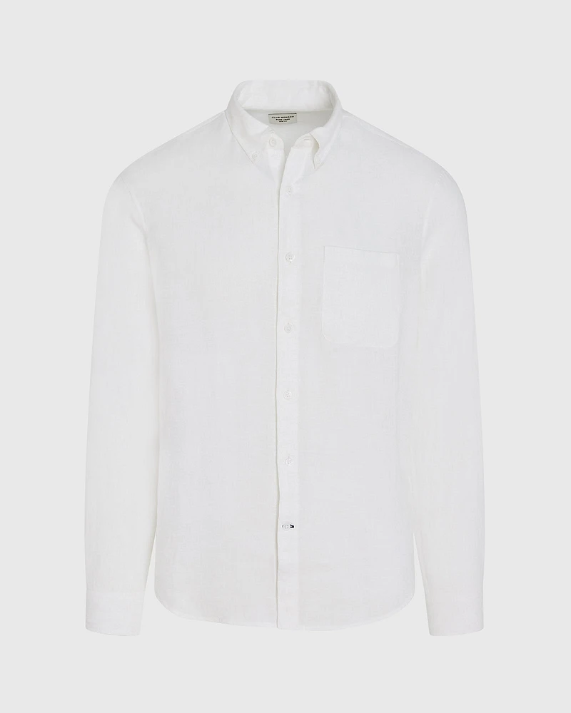 Slim Long-Sleeve Button-Down Linen Shirt