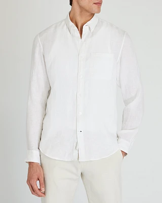 Slim Long-Sleeve Button-Down Linen Shirt