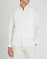 Slim Long-Sleeve Button-Down Linen Shirt