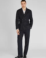 Deconstructed Linen Blend Double-Breasted Suit Jacket