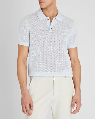 Short-Sleeve Textured Sweater Polo