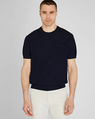Short-Sleeve Open Stitch Tipped Sweater