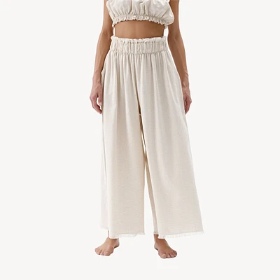 Linen-Cotton Palazzo Pants