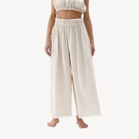 Linen-Cotton Palazzo Pants