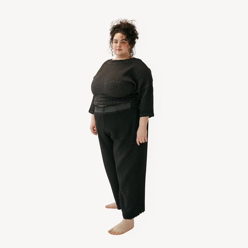 Crinkle Drawstring Palazzo Pants Plus