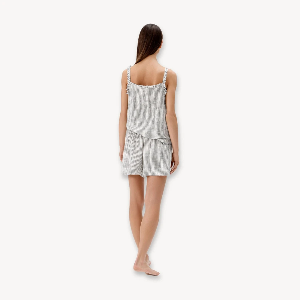 Striped Crinkle Cotton Strappy Top