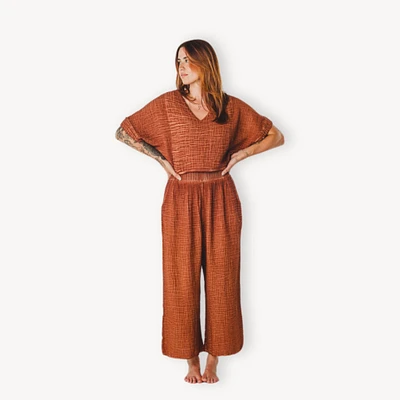 Crinkle Crop Top - Terracotta
