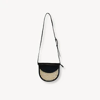 Half Moon Leather Bag with Cane Accent