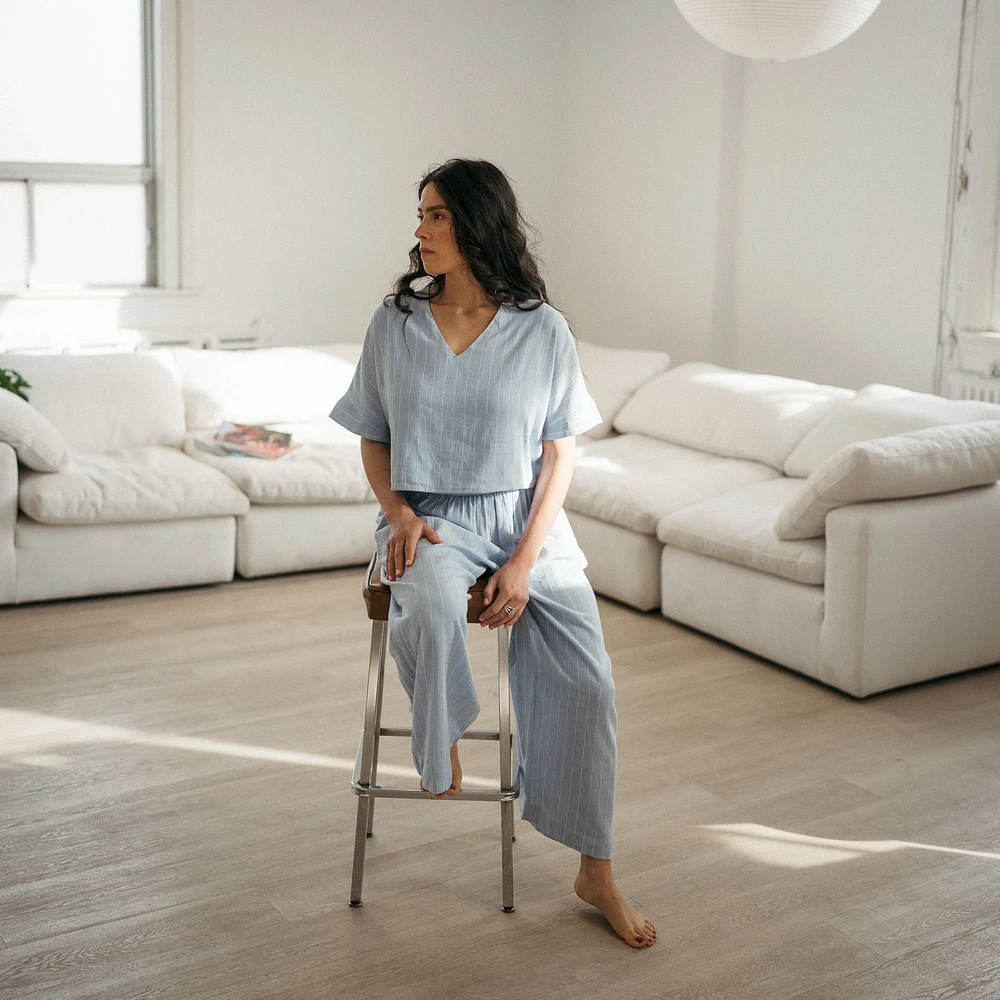 Blue Blend Palazzo Pants