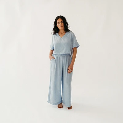 Blue Blend Palazzo Pants