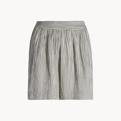 Striped Crinkle Cotton Shorts