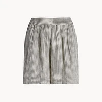 Striped Crinkle Cotton Shorts