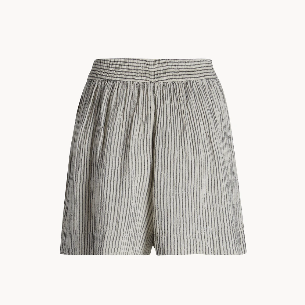 Striped Crinkle Cotton Shorts