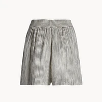Striped Crinkle Cotton Shorts