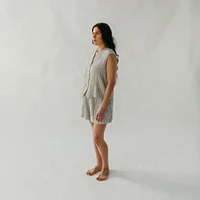 Striped Crinkle Cotton Shorts
