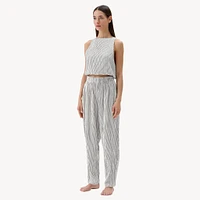 Striped Crinkle Cotton Keyhole Tank Top
