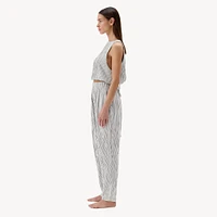 Striped Crinkle Cotton Keyhole Tank Top