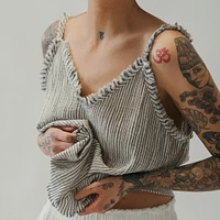 Striped Crinkle Cotton Strappy Top