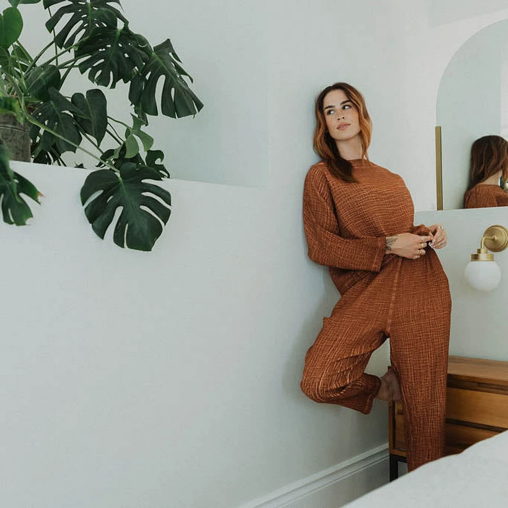 Crinkle Slouchy Pants - Terracotta
