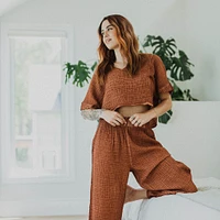 Crinkle Crop Top - Terracotta
