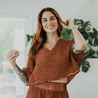 Crinkle Crop Top - Terracotta