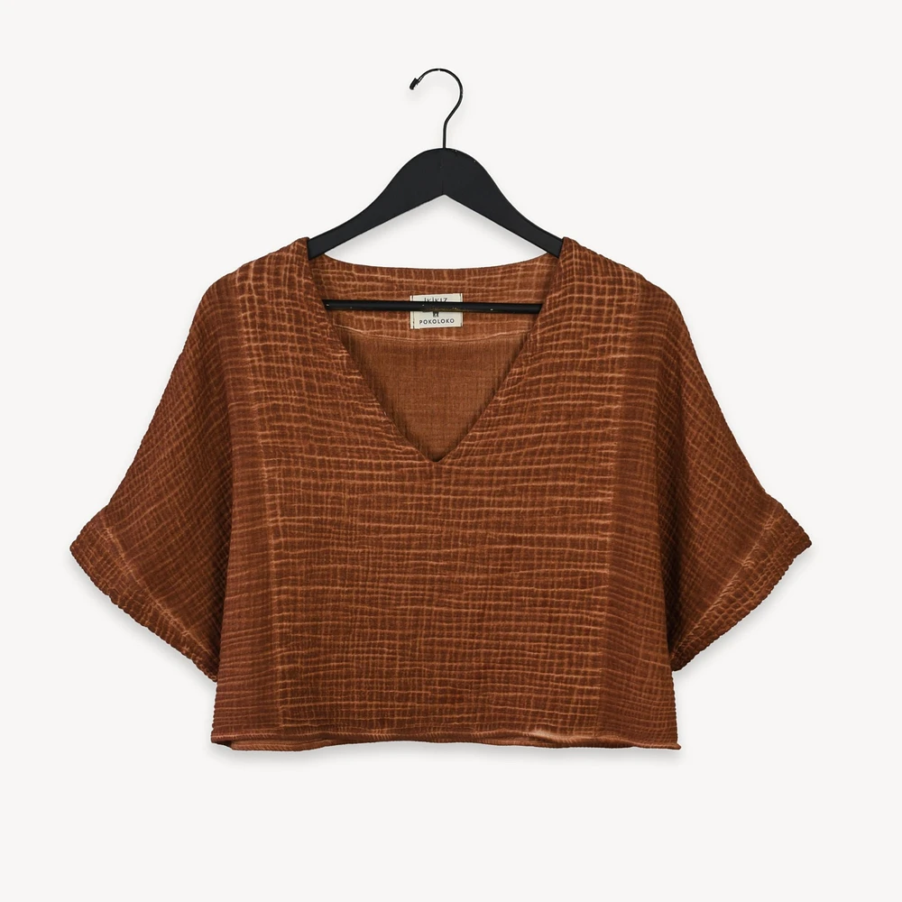 Crinkle Crop Top - Terracotta