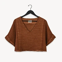 Crinkle Crop Top - Terracotta