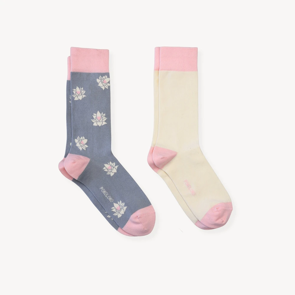 Lotus & Solid Pima Socks - Pack of 2