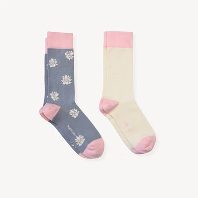 Lotus & Solid Pima Socks - Pack of 2