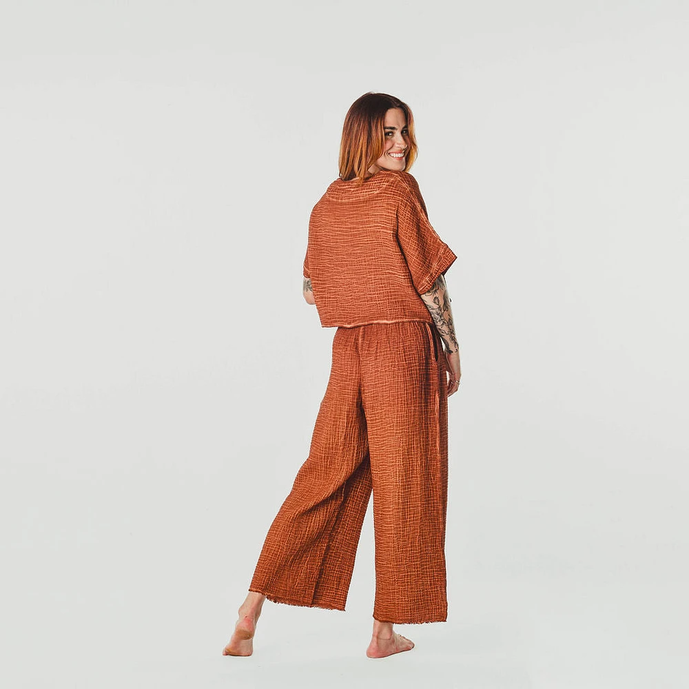 Crinkle Crop Top - Terracotta